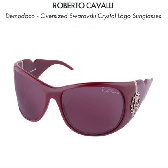 Roberto Cavalli Accessories - Y2K Roberto Cavalli Swarovski Crystals Oversized Burgundy Sunglasses